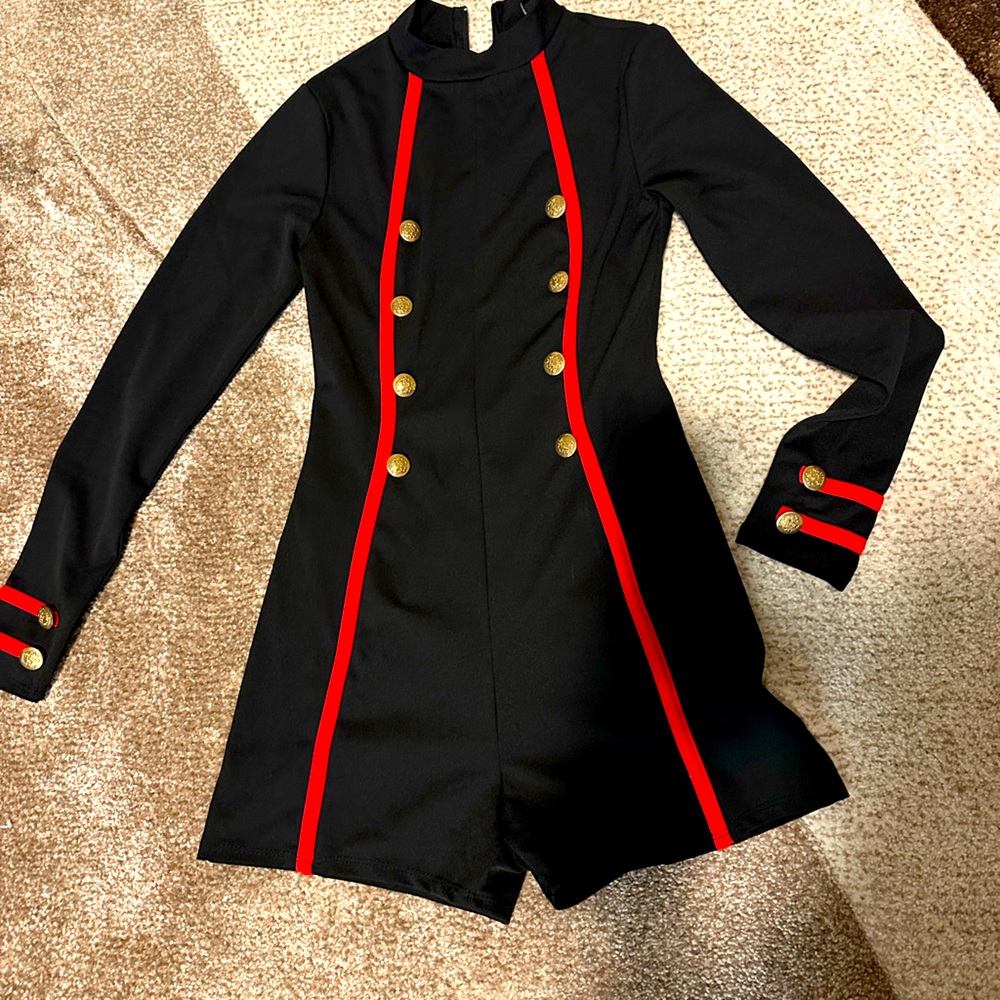 Black Romper with red strip accent and golden button details - M - Windsor